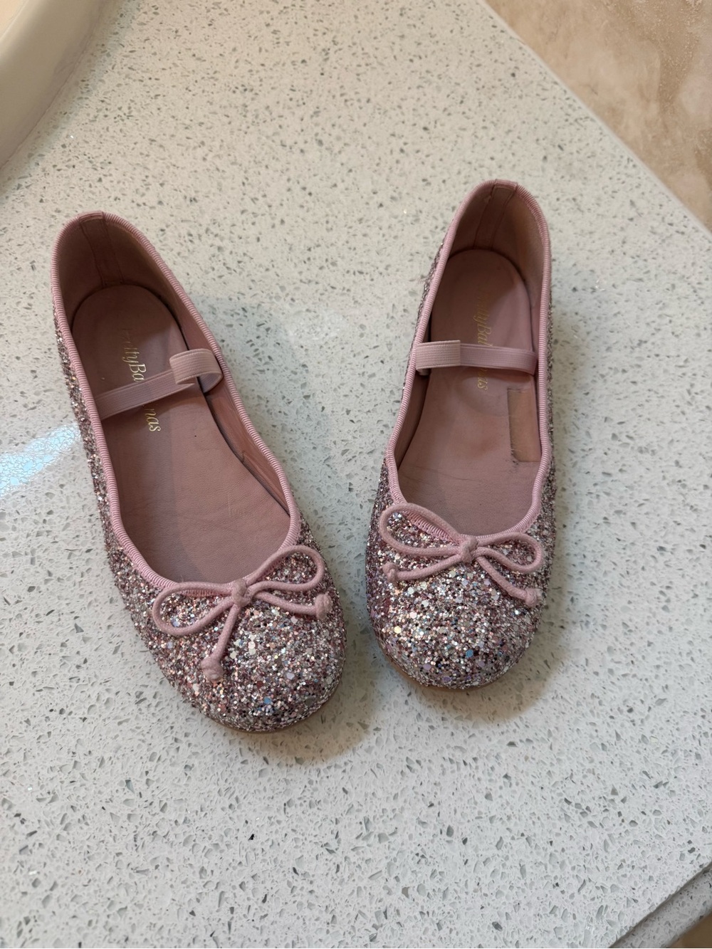 Girls' Pink Glitter Ballet Flats with Bow size 33